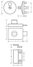 Metlam Safety Turn Lock and Indicator Concealed Screw Fix Satin Chrome - image 2