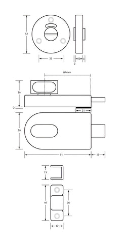 Metlam Lock and Indicator Set with Bumper Satin Stainless Steel - image 3
