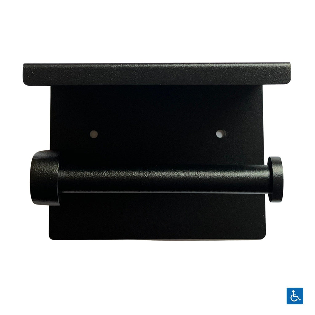 Metlam Single Toilet Roll Holder with Shelf Top Matt Black