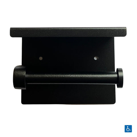 Metlam Single Toilet Roll Holder with Shelf Top Matt Black