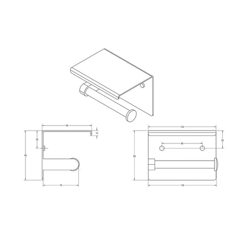 Metlam Single Toilet Roll Holder with Shelf Top Satin Stainless Steel - image 2
