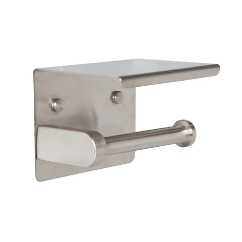 Metlam Single Toilet Roll Holder with Shelf Top Satin Stainless Steel