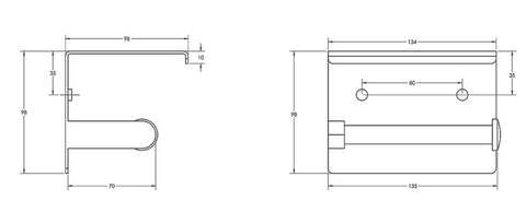 Metlam Single Toilet Roll Holder with Shelf Top Matt Black - image 3