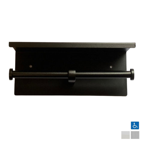 Metlam Double Toilet Roll Holder with Shelf Top Matt Black - image 2