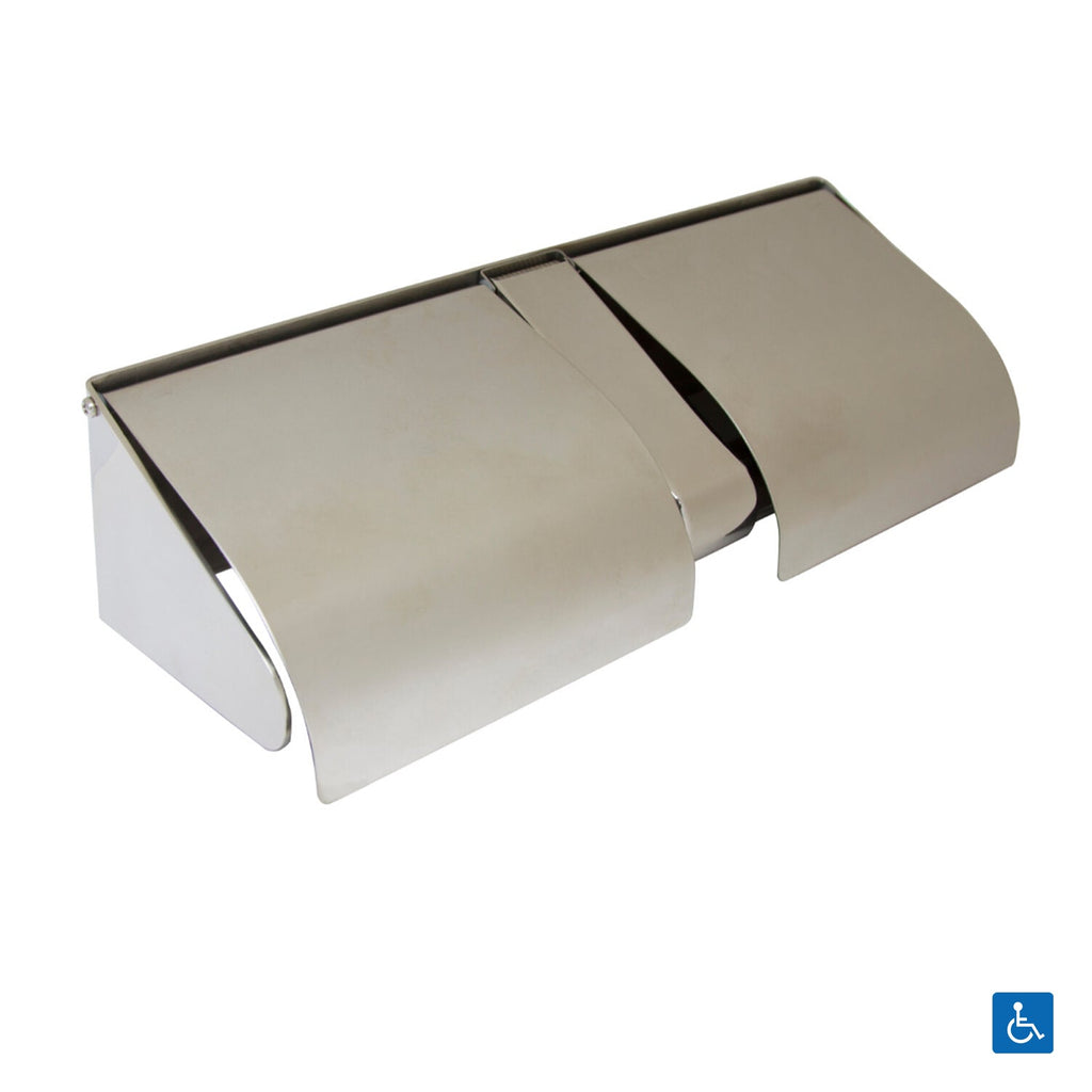 Metlam Double Lockable Toilet Roll Holder with Hood Polished Stainless Steel
