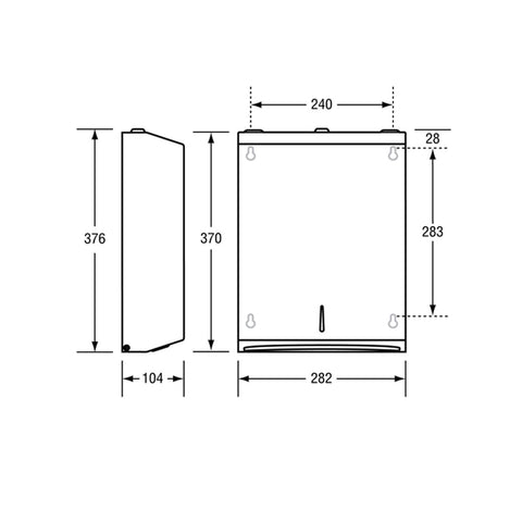Metlam Paper Towel Dispenser Concealed Fix 376x282x104mm Satin Stainless Steel - image 2