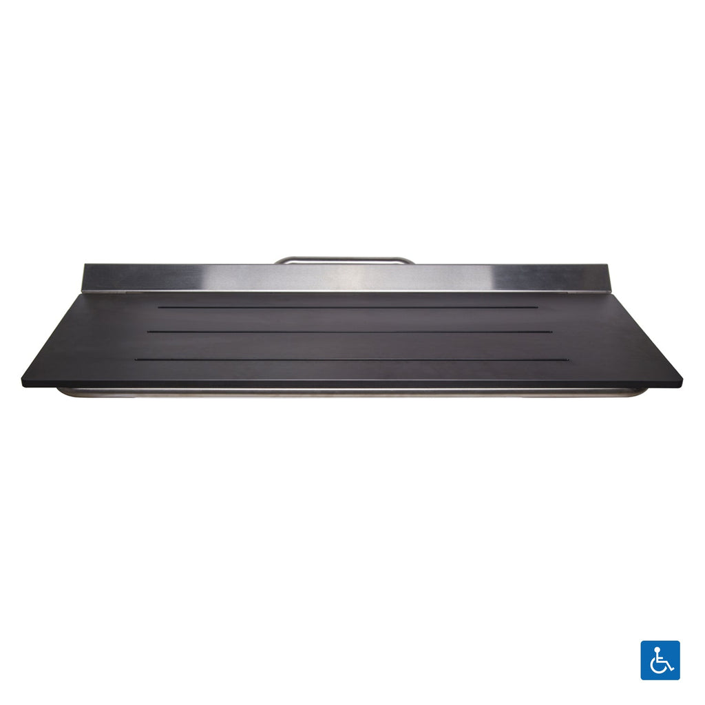 Metlam Accessible Folding Shower Seat with Compact Laminate Seat Top Matt Black