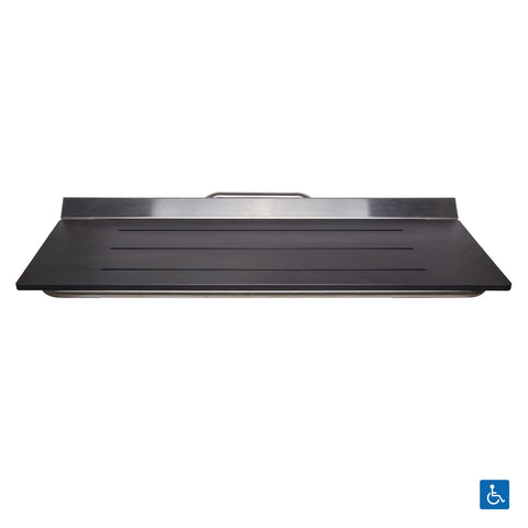 Metlam Accessible Folding Shower Seat with Compact Laminate Seat Top Matt Black