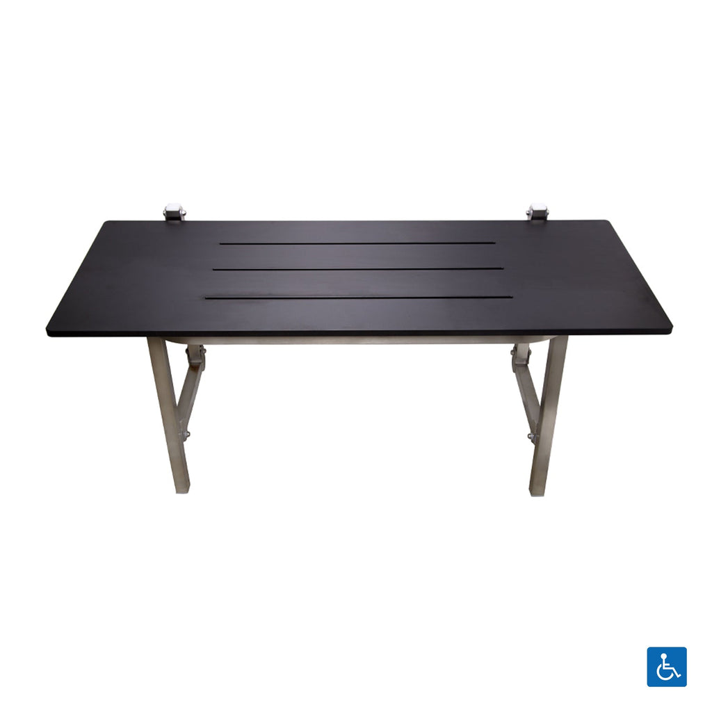 Metlam Accessible Folding Shower Seat with Compact Laminate 960x360mm Matt Black