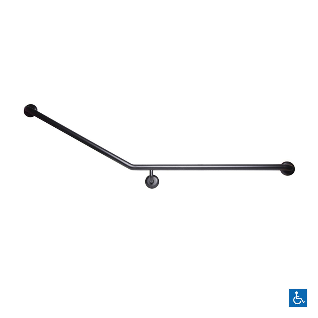 Metlam Grab Rail 30 Degree Side Wall 840x700mm Black Right Hand