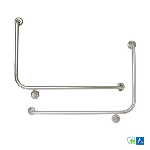 Metlam 90 Degrees Flush Mount Side Wall Grab Rail Antimicrobial Left Hand