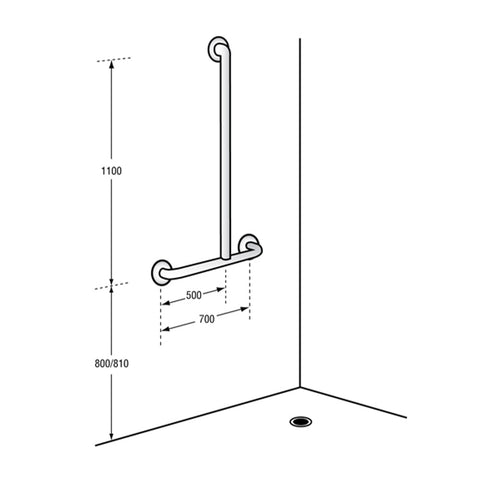 Metlam Offset Shower Grab Rail Left Hand Matt Black - image 2