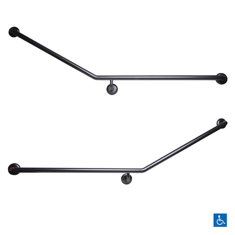 Metlam Grab Rail 30 Degree Side Wall 840x700mm Black Right Hand - image 2