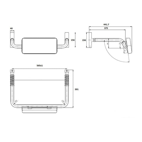 Metlam Curved Rail Padded Backrest Antimicrobial Coated - image 3