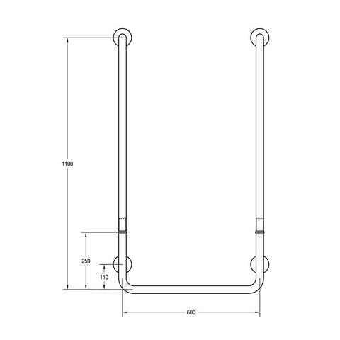 Metlam Modular U-Shaped Grab Rail 1100mm Satin Stainless Steel - image 2