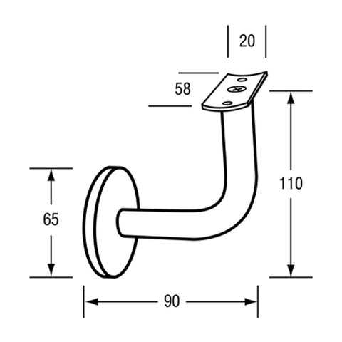 Metlam Hand Rail Bracket Flat Top - image 4