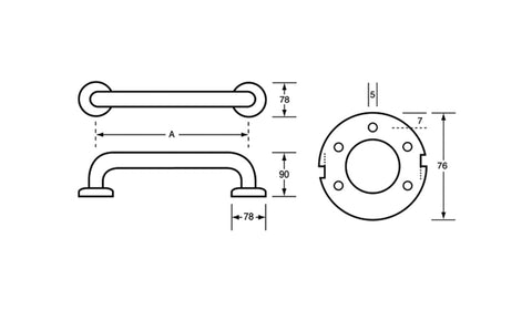 Metlam Straight Grab Rail Antimicrobial Coated 900mm - image 3