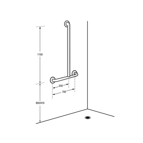 Metlam Offset Flush Mount Shower Grab Rail Left Hand - image 3