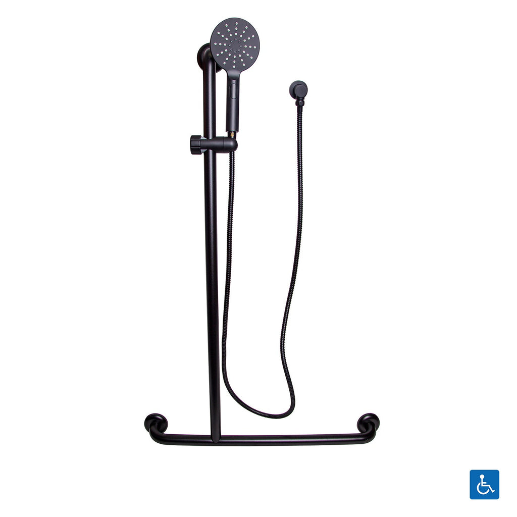 Metlam Offset Shower and Grab Rail Kit Left Hand Matt Black