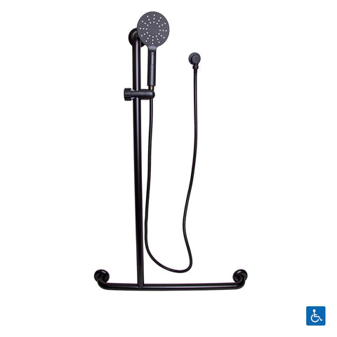 Metlam Offset Shower and Grab Rail Kit Left Hand Matt Black