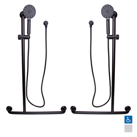 Metlam Offset Shower and Grab Rail Kit Left Hand Matt Black - image 2