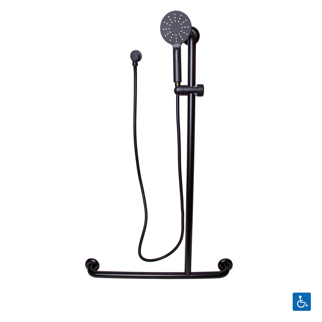 Metlam Offset Shower and Grab Rail Kit Right Hand Matt Black