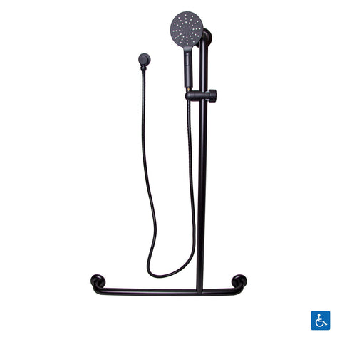 Metlam Offset Shower and Grab Rail Kit Right Hand Matt Black