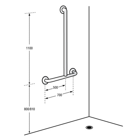 Metlam Offset Shower and Grab Rail Kit Right Hand Matt Black - image 3