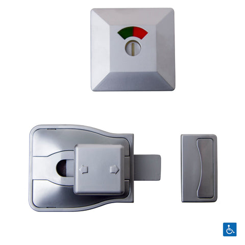 Metlam Moda Slide Lock and Emergency Release Indicator Set Satin Chrome Plate