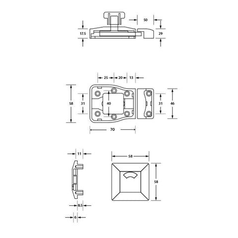 Metlam Moda Lock and Indicator Set Concealed Screw Fix Satin Chrome Plate - image 3