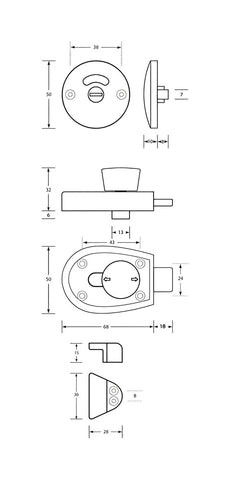 Metlam Xcel Slide Lock and Indicator Set Concealed Fix Concealed Screw Fix Satin Chrome Plate - image 2