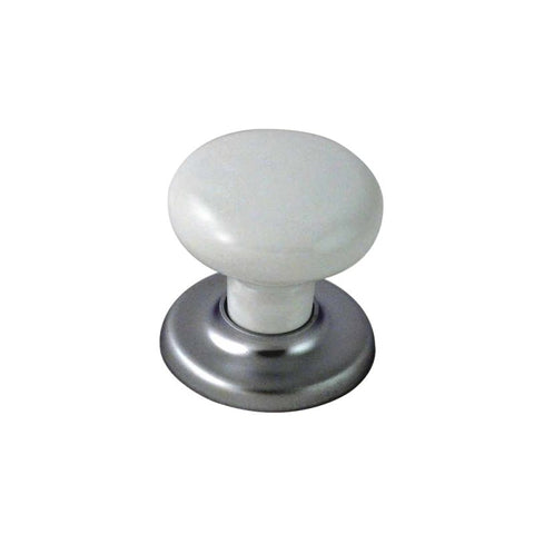 NIDUS CORONA CUPBOARD KNOB WHITE WITH SATIN CHROME BACKPLATE CCKWHSC - primehardware