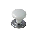 NIDUS CORONA CUPBOARD KNOB WHITE WITH SATIN CHROME BACKPLATE CCKWHSC - primehardware