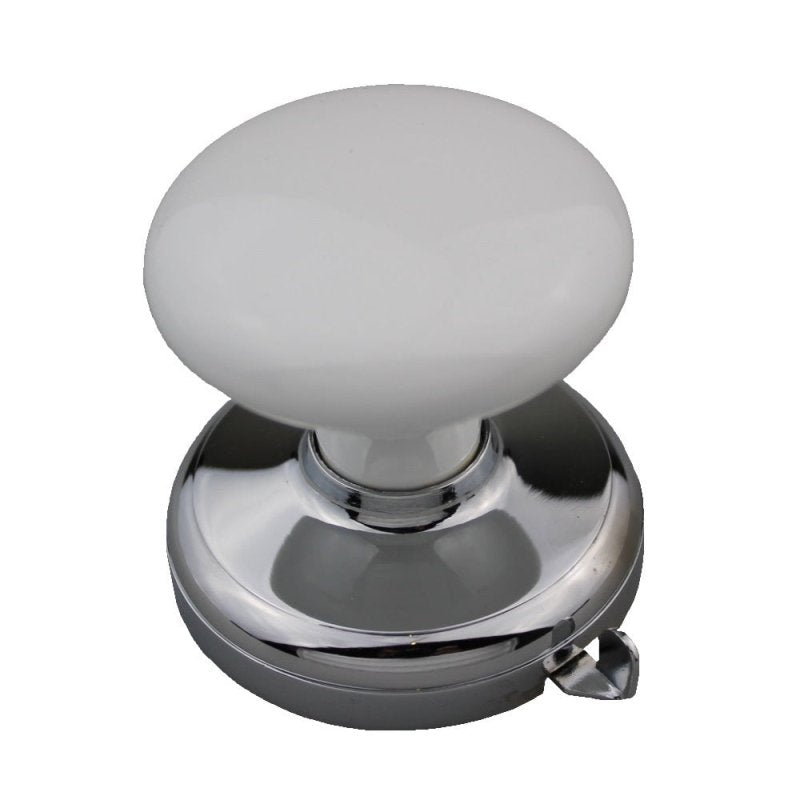 NIDUS DOOR KNOB CORONA PRIVACY SET WHITE POLISHED CHROME W/ LATCH CDFWHC PAMRCR - primehardware