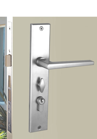 NIDUS Marino OZI-1 Lock Combo Door Lever on Longplate Entrance Set | 3 Finishes - Chrome Plated / Left Hand