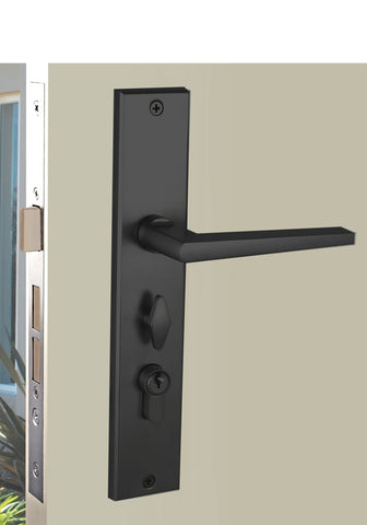 NIDUS Marino OZI-1 Lock Combo Door Lever on Longplate Entrance Set | 3 Finishes - Matt Black / Right Hand