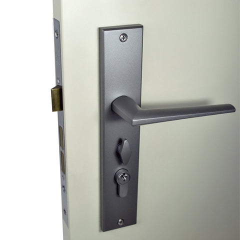 NIDUS Rialto OZI-1 Lock Combo Door Lever on Longplate Entrance Set | 3 Finishes - Gunmetal Grey / Left Hand