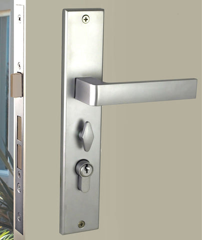 NIDUS Turin OZI-1 Lock Combo Door Lever on Longplate Entrance Set | 4 Finishes - Brushed Chrome / Right Hand