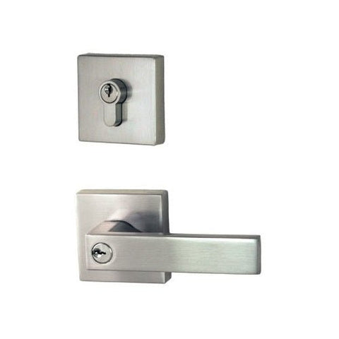 NIDUS DOOR HANDLE LONSDALE COMBO ENTRANCE LEVER SET EUROBOLT SQUARE BRUSH NICKEL - primehardware