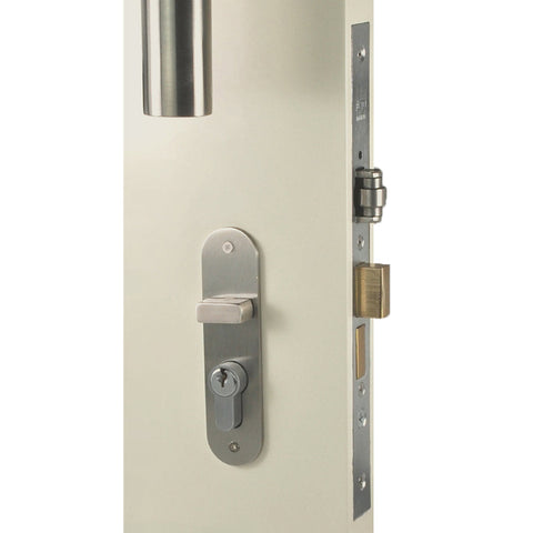 NIDUS Radius OZI-3 Roller Mortice Lock Combo | 3 Finishes - Polished Stainless Steel / Left Hand