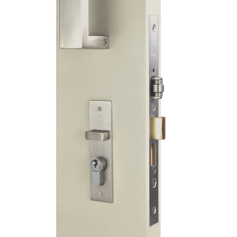 NIDUS Rectangle OZI-3 Roller Mortice Lock Combo | 4 Finishes - Polished Stainless Steel