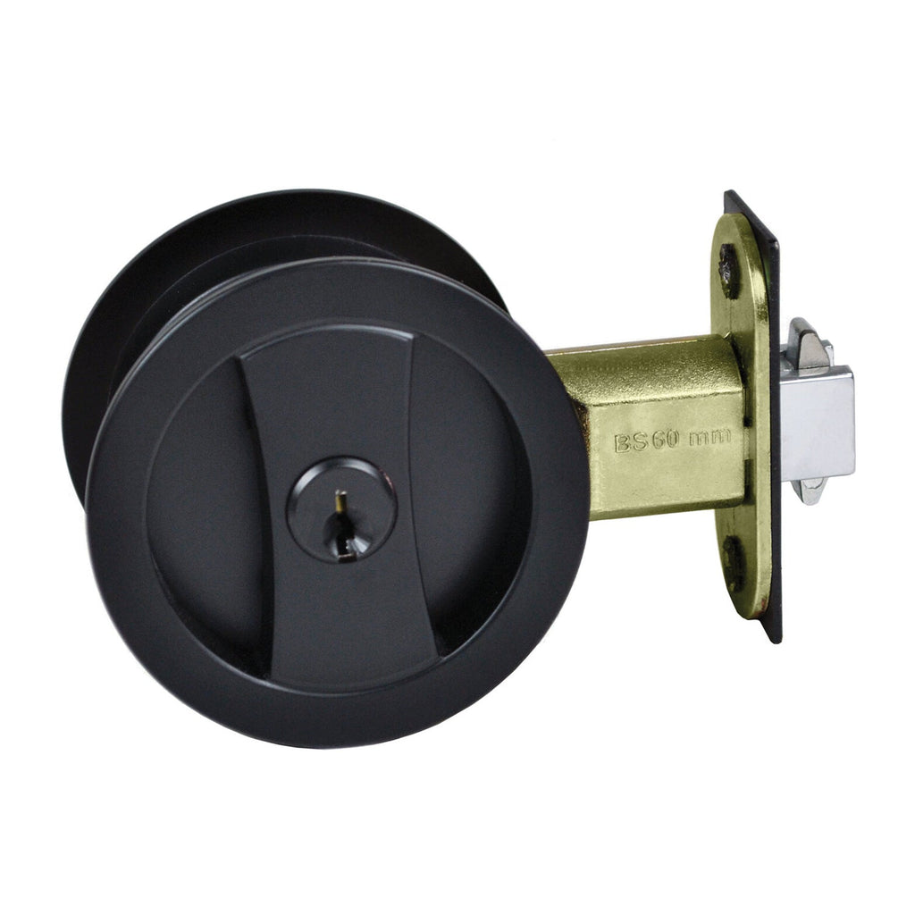 NIDUS Cavity Sliding Door Lock Round Entrance Set | 3 Finishes - Matt Black