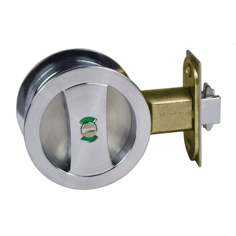 NIDUS Cavity Sliding Door Lock Round Privacy Set | 3 Finishes - Satin Chrome