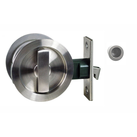 NIDUS Cavity Sliding Privacy Door Lock with Edge Pull | 2 Finishes - Polished Stainless Steel