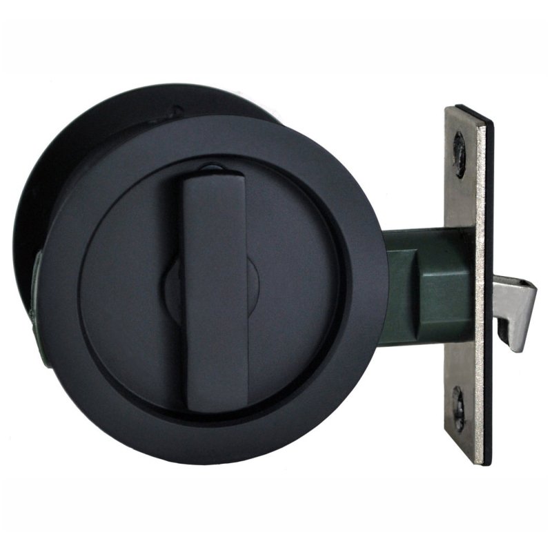 NIDUS CAVITY SLIDING DOOR PRIVACY SET SCD - PRI - RD - BL ROUND BLACK - primehardware
