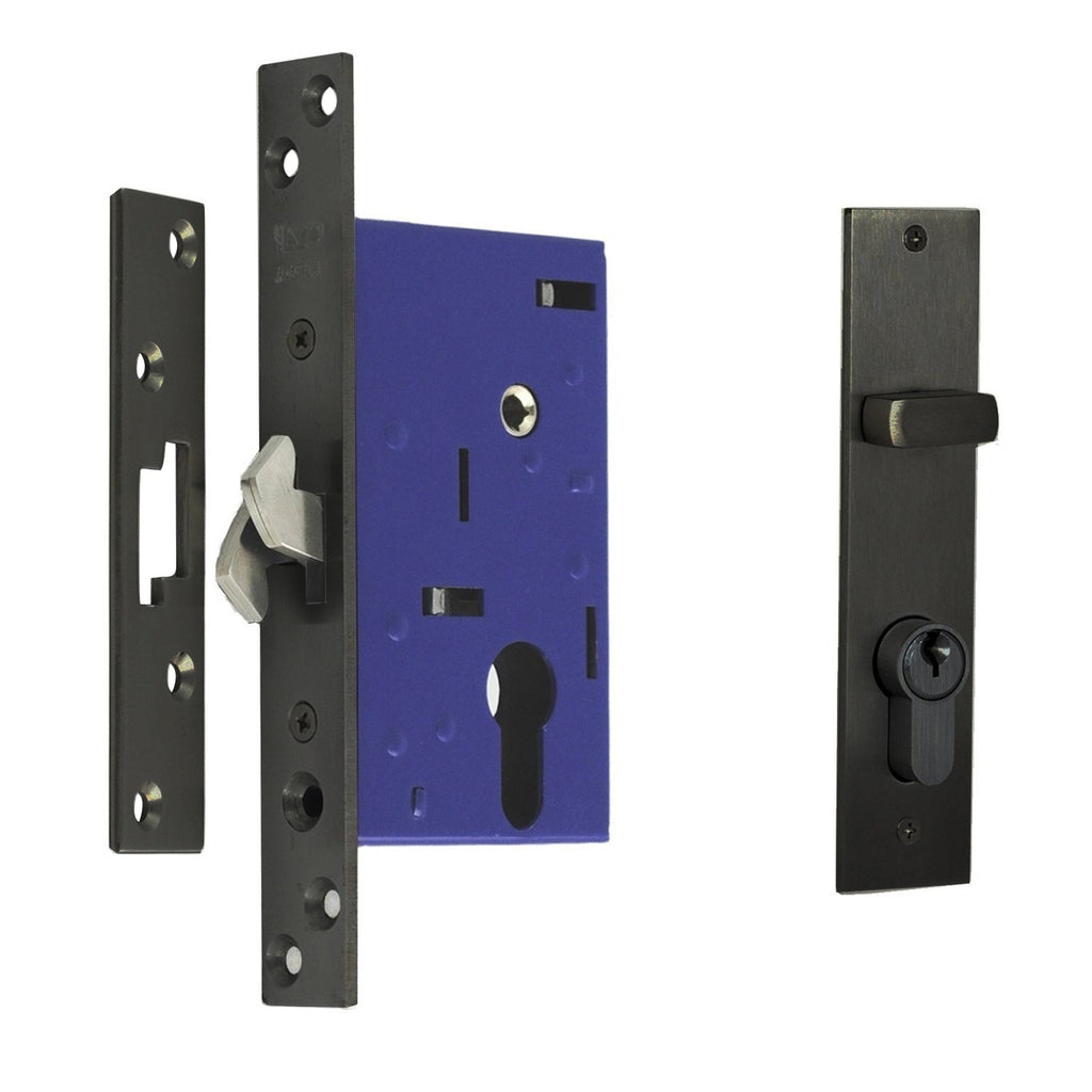 NIDUS OZI-2 Sliding Door Mortice Lock Combo | 3 Finishes - Matt Black