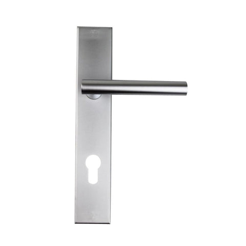 NIDUS DOMICI DOOR HANDLE LEVER ON LONGPLATE RIGHT HAND SATIN CHROME LP - DOM - E - SC - primehardware