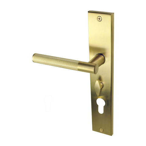NIDUS Domici Knurled Lever on Longplate Only | 3 Finishes - Satin Brass / Left Hand
