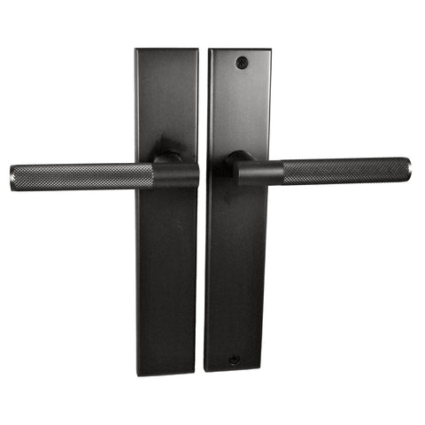 NIDUS Domici Knurled Door Lever on Longplate Passage Set | 4 Finishes - Gunmetal Grey