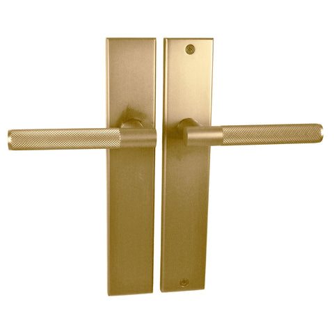 NIDUS Domici Knurled Door Lever on Longplate Passage Set | 4 Finishes - Satin Brass